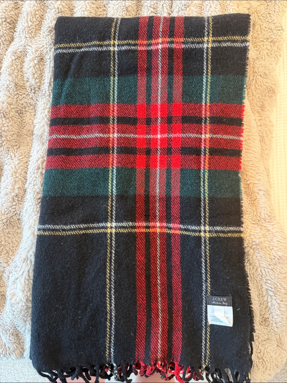 J. Crew Black, Red & Green Plaid Scarf